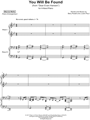 You Will Be Found (Dear Evan Hansen) by Marcia Wells - Sheet Music