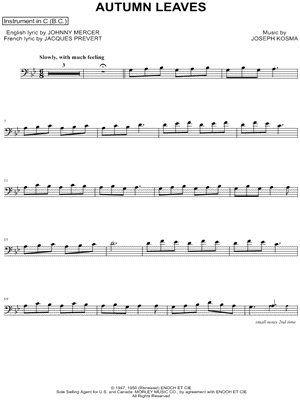 Autumn Leaves - Bass Clef Instrument