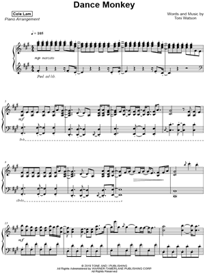 Dance Monkey by Cole Lam - Sheet Music