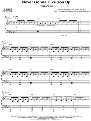 Never Gonna Give You Up (Pianoforte)