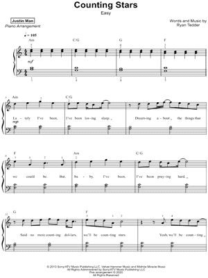 Counting Stars by Justin Man - Sheet Music