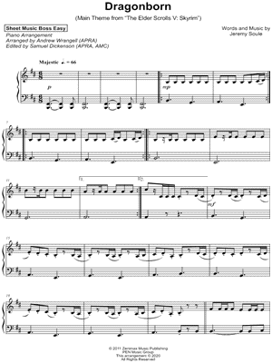 Dragonborn (Skyrim Main Theme) [easy]