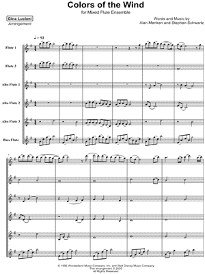 Colors of the Wind - Mixed Flute Ensemble by Gina Luciani - Sheet Music
