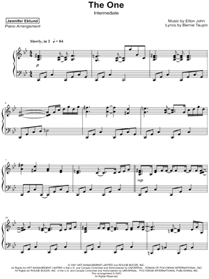 The One [intermediate] by Jennifer Eklund - Sheet Music