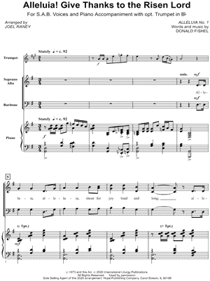 Alleluia! Give Thanks to the Risen Lord by Joel Raney - Sheet Music