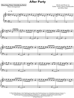 After Party [Slow Easy Piano Tutorial]
