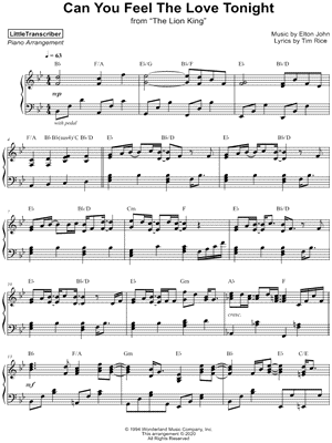 Can You Feel the Love Tonight by LittleTranscriber - Sheet Music