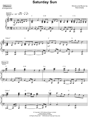 Saturday Sun by HDpiano - Sheet Music