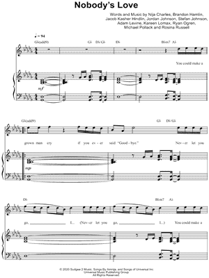 Nobody's Love by Maroon 5 - Sheet Music