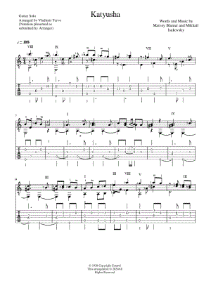 Katyusha by Vladimir Tervo - Sheet Music