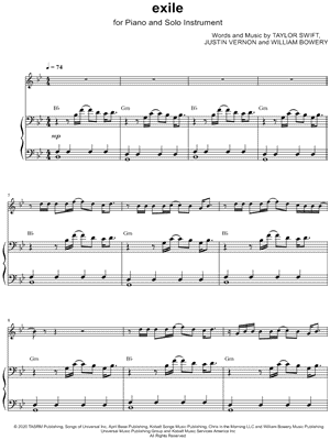 exile - Piano Accompaniment by Taylor Swift feat. Bon Iver - Sheet Music