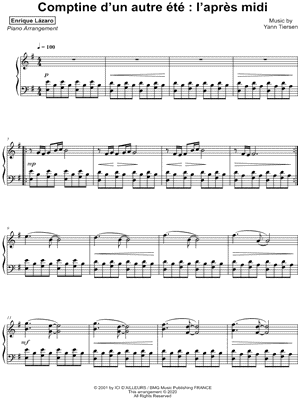 Comptine d'un autre été : L'après midi by Enrique Lázaro - Sheet Music