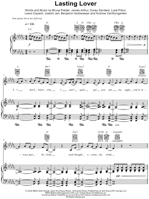 Lasting Lover by Sigala & James Arthur - Sheet Music