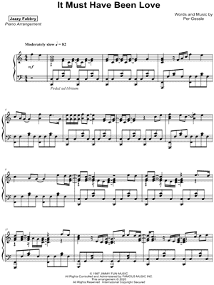 It Must Have Been Love by Jazzy Fabbry - Sheet Music