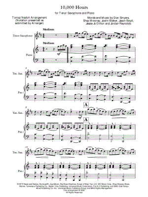 10,000 Hours - Tenor Saxophone & Piano