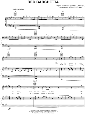 Red Barchetta by Rush - Sheet Music