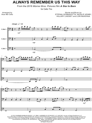 Always Remember Us This Way - Cello Trio