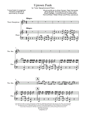 Uptown Funk - Tenor Saxophone & Piano