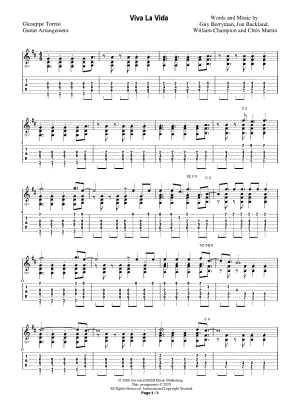Viva la Vida by Giuseppe Torrisi - Sheet Music