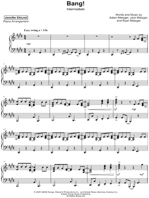 Bang! [intermediate] by Jennifer Eklund - Sheet Music