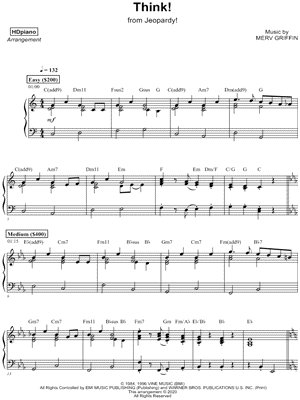 Jeopardy Theme by HDpiano - Sheet Music