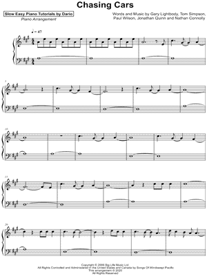 Chasing Cars [Slow Easy Piano Tutorial]