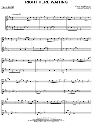 Right Here Waiting - Violin Duet by Richard Marx - Sheet Music