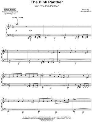 The Pink Panther by Piano Notion - Sheet Music