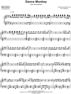 Dance Monkey [late intermediate] by Marc Piano - Sheet Music