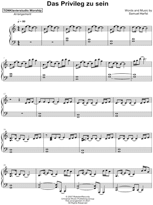 Das Privileg zu sein by TONKlavierstudio Worship - Sheet Music