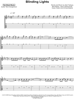 Blinding Lights by Tab Sheet Music - Sheet Music