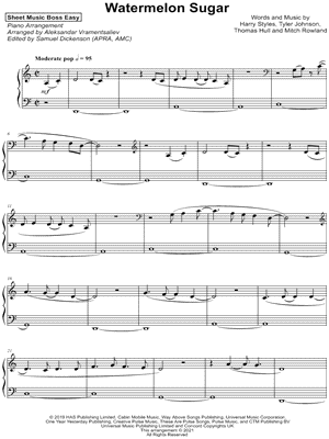 Watermelon Sugar [easy] by Sheet Music Boss Easy - Sheet Music
