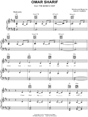 Omar Sharif from The Band's Visit [Musical] - Sheet Music