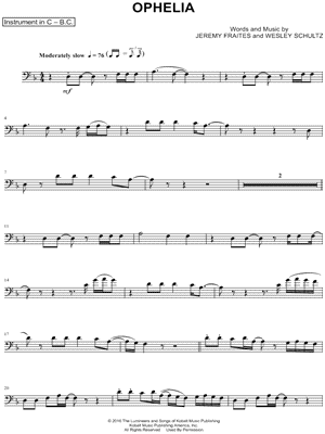 Ophelia - Bass Clef Instrument by The Lumineers - Sheet Music