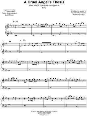 A Cruel Angel's Thesis [easy] by PHianonize - Sheet Music