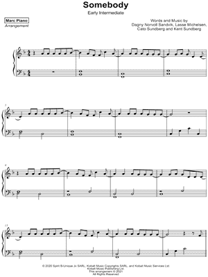 Somebody [early intermediate] by Marc Piano - Sheet Music