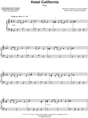 Hotel California [easy] by Lisa Donovan Lukas - Sheet Music