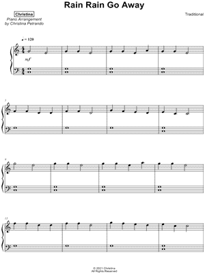 Rain Rain Go Away by Christina - Sheet Music