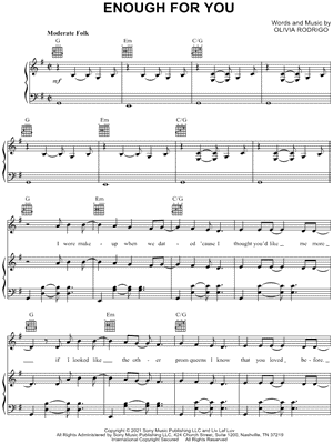 enough for you by Olivia Rodrigo - Sheet Music