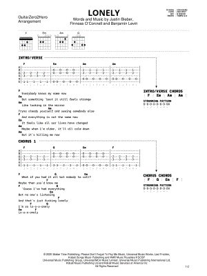 Lonely by GuitarZero2Hero - Sheet Music