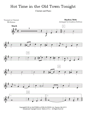 Hot Time in the Old Town Tonight - Clarinet & Piano