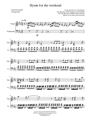 Hymn for the Weekend - Violin & Cello