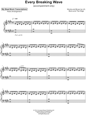 Every Breaking Wave [accompaniment only] by My Sheet Music Transcriptions - Sheet Music