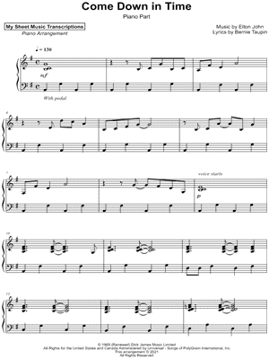 Come Down in Time [piano part]