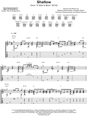 Shallow by Igor Presnyakov - Sheet Music