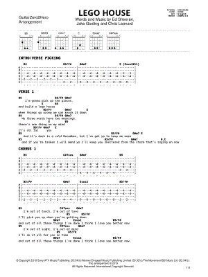 Lego House by GuitarZero2Hero - Sheet Music