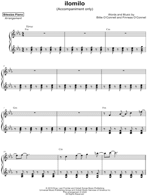 Ilomilo [accompaniment only] by Bitesize Piano - Sheet Music