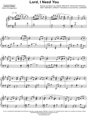 Lord, I Need You by Janice Faber - Sheet Music
