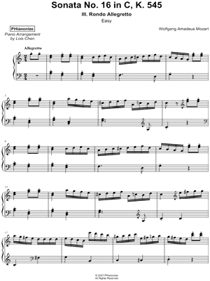 Piano Sonata in C Major, K. 545: III. Rondo [easy]