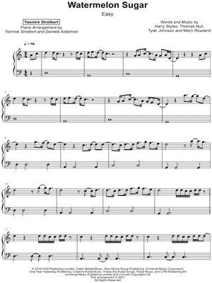 Watermelon Sugar [easy] by Piano Tutorials for Beginners - Sheet Music